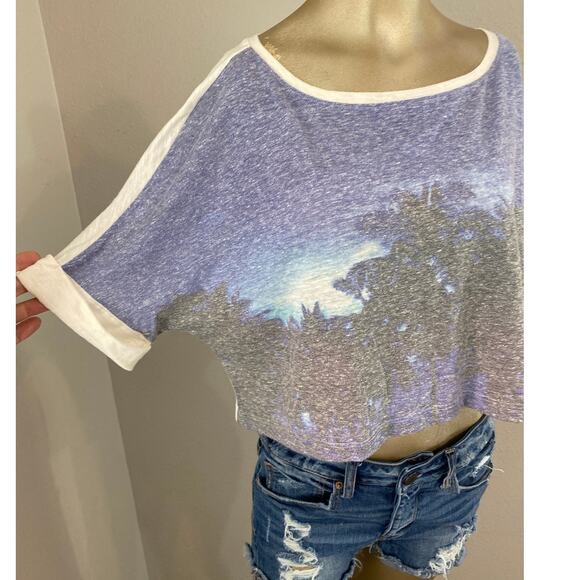 Roxy X-small-Small Oversized Cropped Short Sleeve T-Shirt Graphic Surf Beach - Picture 2 of 5